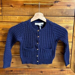 NWT Hope & Henry Girls Classic Cable Organic Cardigan